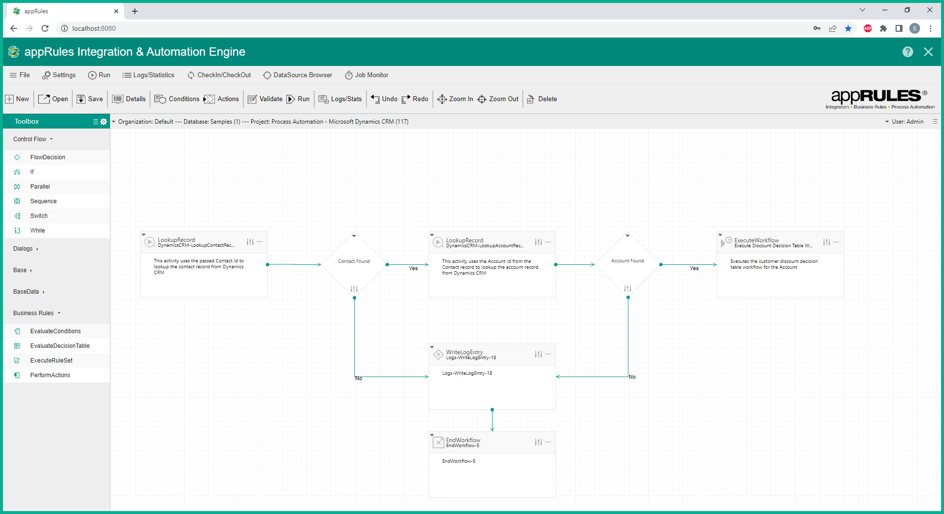 Process automation flow with Dynamics CRM